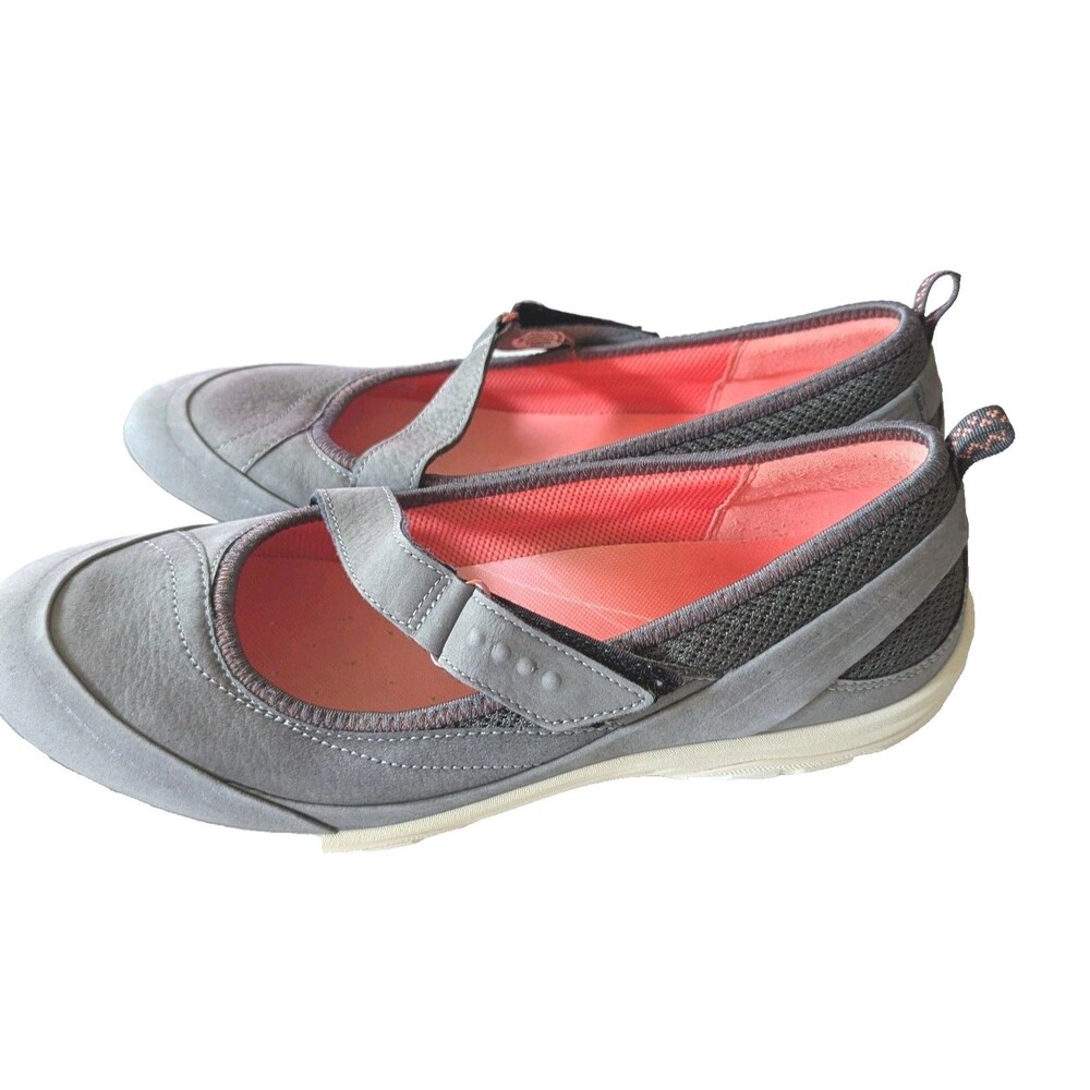 ECCO Arizona Womens Sz 40 US 9 Gray Leather Mary Jane Flats Shoes Sneaker Hybrid